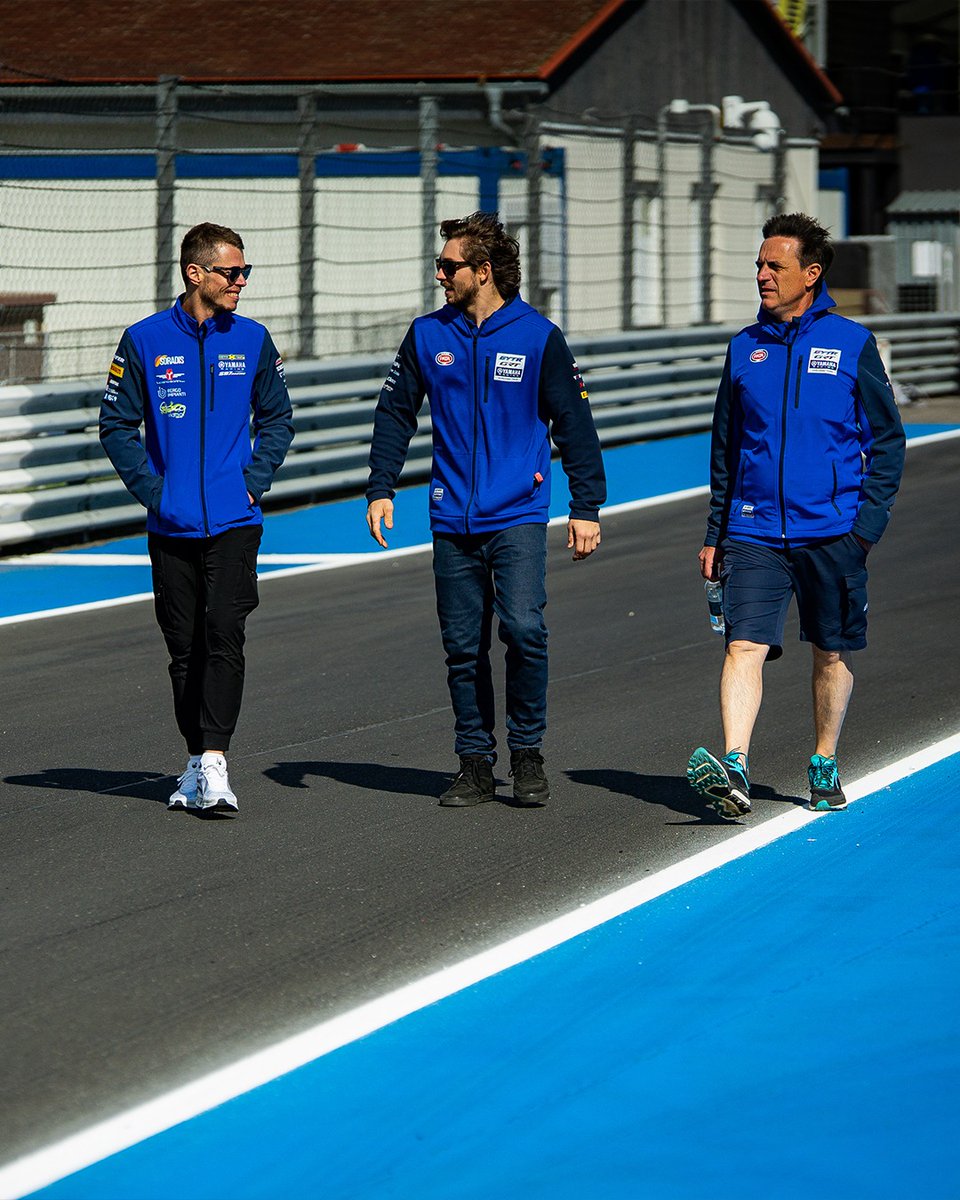GRTYamahaWSBK's tweet photo. #TeamWalking πΆββοΈ or #TeamRunning π? π€ Remy & Domi approached Thursday in Most very differently: two styles, two Track Walks! π¨πΏ
But one thingβs for sure: both are fully prepped and ready to race β
Action kicks off tomorrow at 10:35 (CEST) with Free Practice 1! β°π https://t.co/WjugCwW6UV