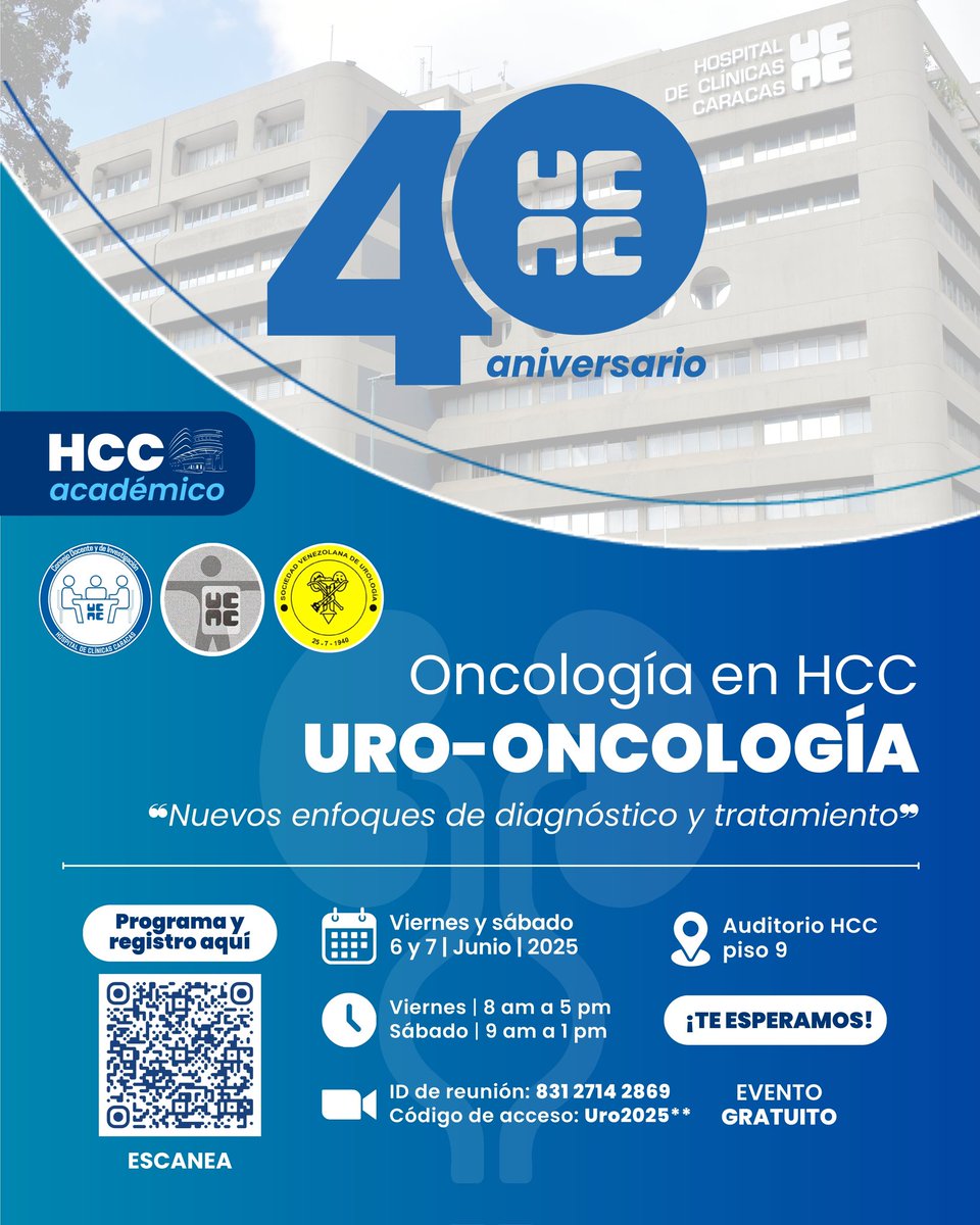 2da parada de nuestras Jornadas de Oncología. 

El turno es para: Uro-Oncología "Nuevos enfoques de diagnóstico y tratamiento"

6 y 7 de junio, en nuestro Auditorio.

¡Inscríbete desde ya en este importante evento!

Escanea el QR para obtener el programa y link de registro.