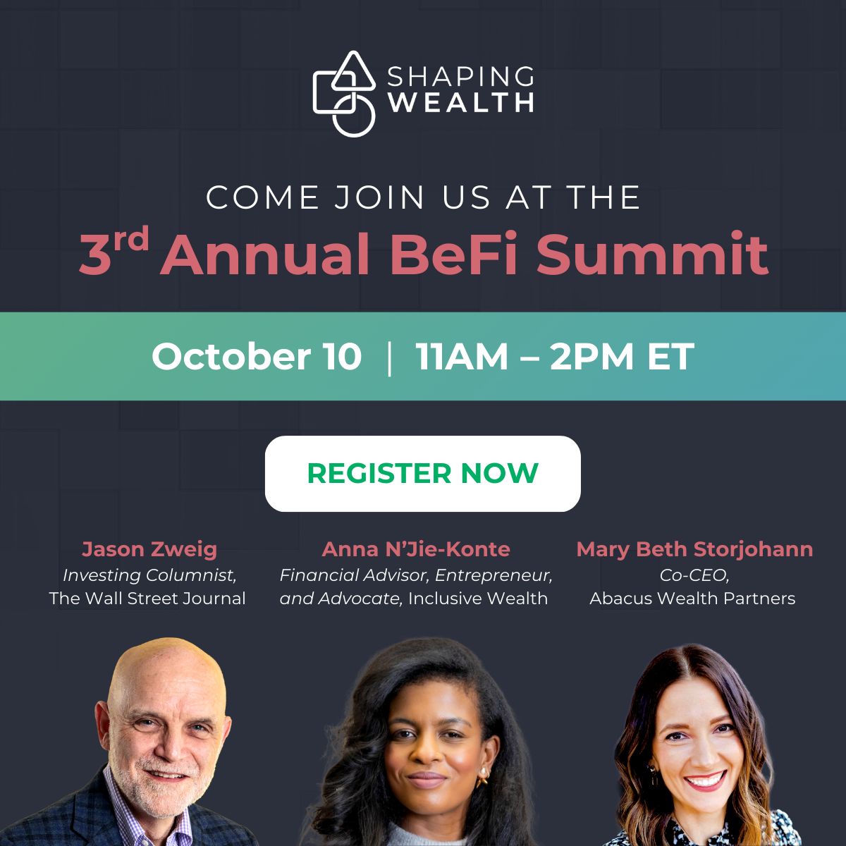 The BeFi Summit is back! Punch your ticket early to the award-winning virtual event bringing together the top minds in human-first financial guidance. 10/11 @ 11 AM ET: bit.ly/4jWsFTx