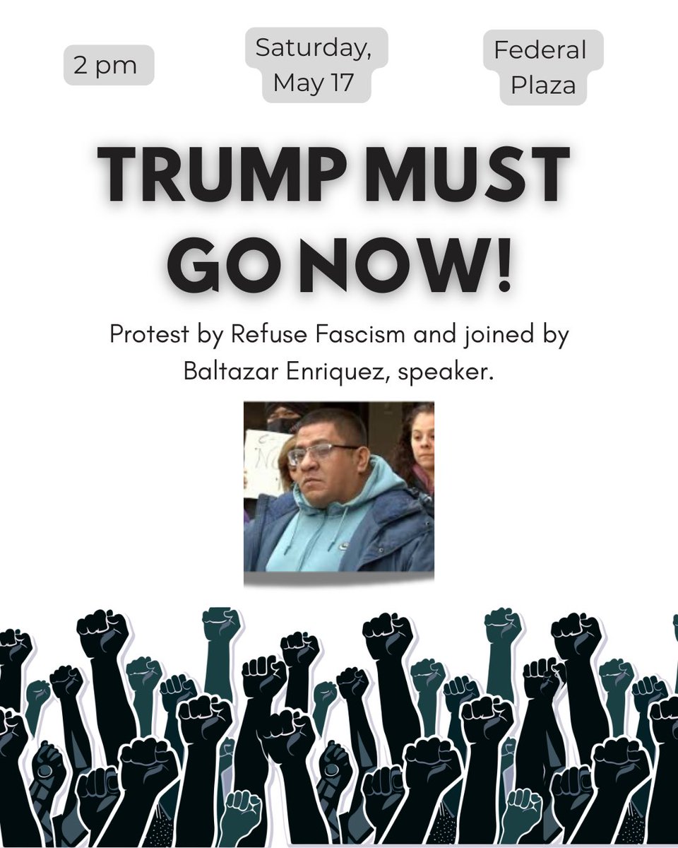 RefuseFascismCH's tweet photo. Honored to announce that Baltazar Enriquez, Little Village Community Council, will speak at May 17 rally to demand: Trump must go NOW! He’s has been out front mobilizing against ICE's illegal kidnapping&amp; terrorizing immigrant communities. #immigrantsstay #TrumpMustGo https://t.co/svdZCp7EM5