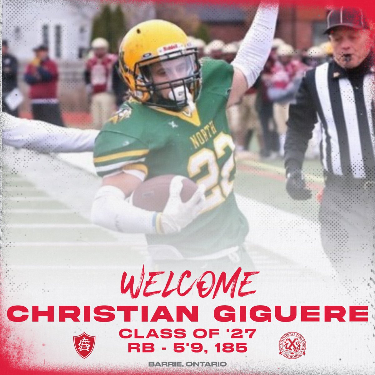 St. Andrew’s College High School Football Saints (@sacfootball1899) on Twitter photo We are excited to welcome 5’9, 185 lbs RB Christian Giguere to the SAC Football Family! Let’s work! ❌
#team126
#bilaidir
<a href="/CGiguere22fb/">Christian Giguere</a> We are excited to welcome 5’9, 185 lbs RB Christian Giguere to the SAC Football Family! Let’s work! ❌
#team126
#bilaidir
<a href="/CGiguere22fb/">Christian Giguere</a>