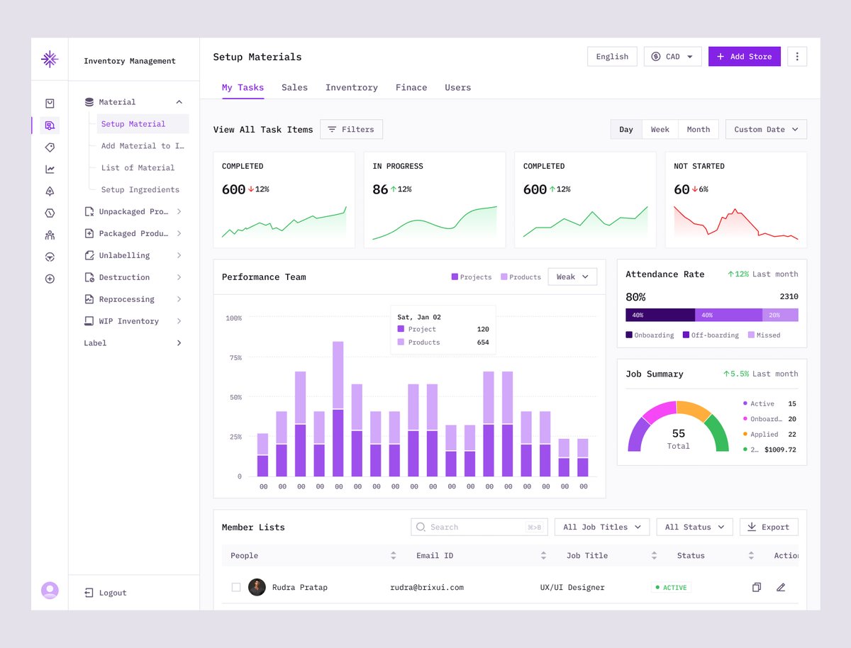✨ Inventory Management Dashboard

w/ brixui.com

#UIDesign #Dashboard #FintechDesign #UXUI #DesignSystems #ProductDesign #DashboardDesign
