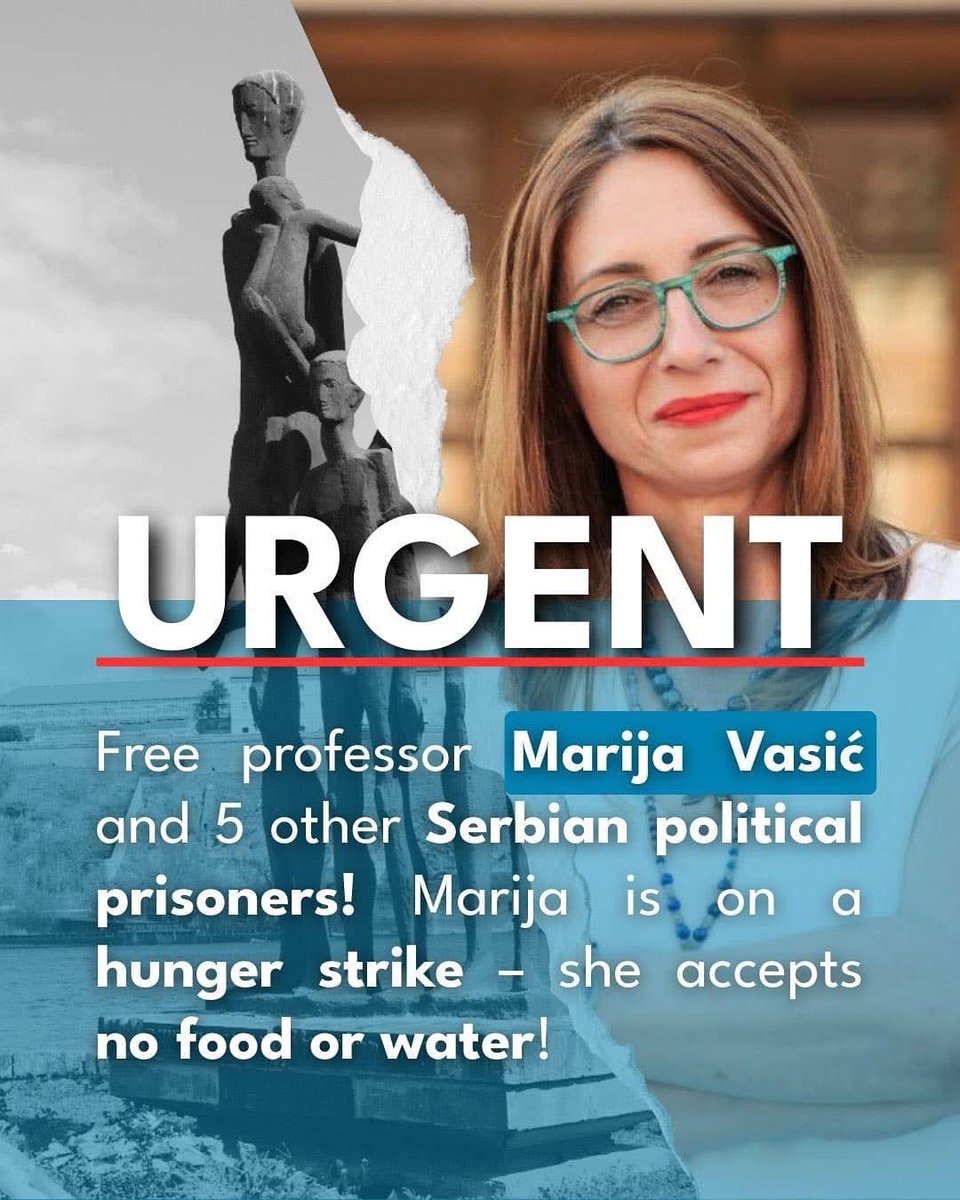 🔵 LIBSEEN Stands for Justice and Human Rights 🔵

We express our deep concern over the unjust detention of Professor Marija Vasić and five other Serbian political prisoners. Professor Vasić has now entered a hunger strike, refusing both food and water to protest this injustice.