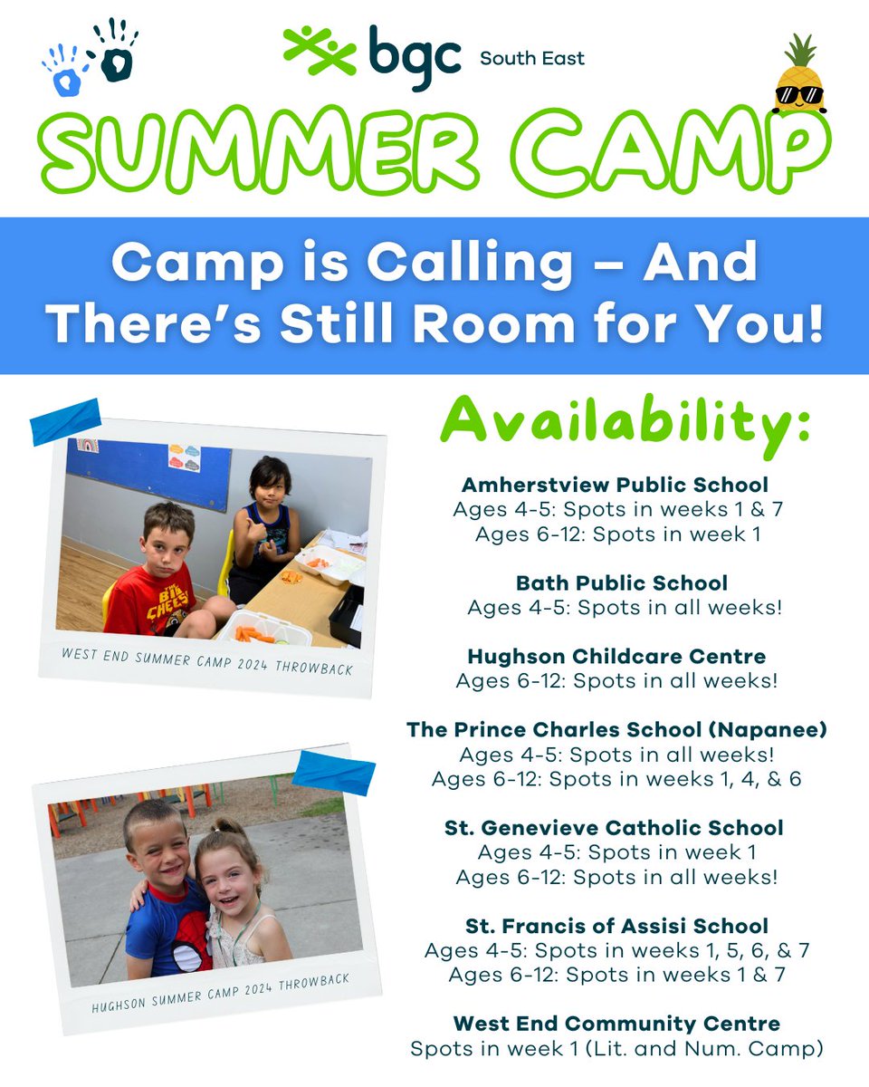 Still thinking about summer camp? There's time to join us! 🌞

We have availability across our locations, explore options on RecDesk today: bgcka.recdesk.com/Community/Prog…