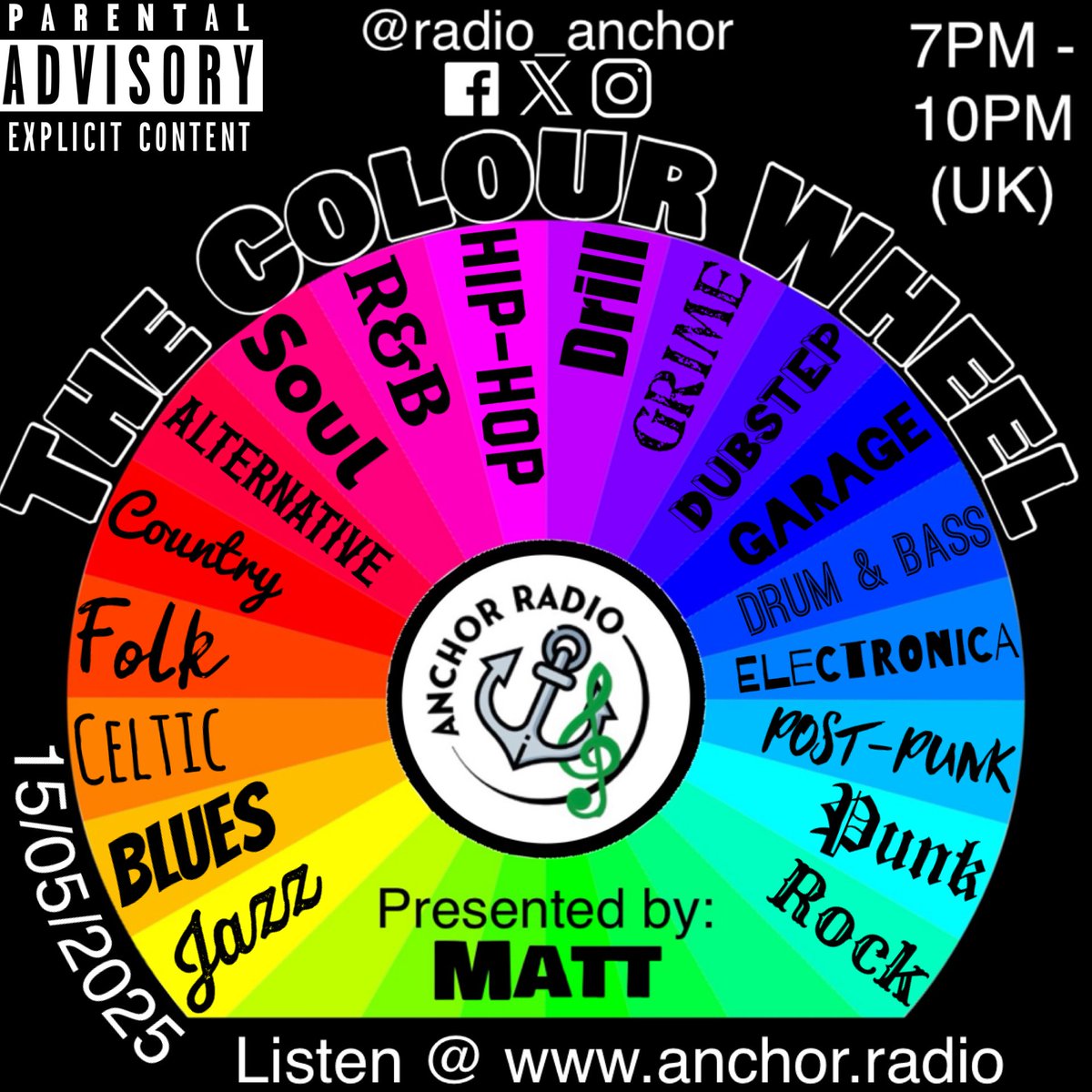 Anchor Radio (@radio_anchor) on Twitter photo On today’s Wheel <a href="/matt02392/">Matthew Cooper</a> is taking you an eclectic journey, once more!
Celtic, Blues, Drill, Electronica, Punk, and many more genres to feature!
Listen from 7PM (UK) @ anchor.radio On today’s Wheel <a href="/matt02392/">Matthew Cooper</a> is taking you an eclectic journey, once more!
Celtic, Blues, Drill, Electronica, Punk, and many more genres to feature!
Listen from 7PM (UK) @ anchor.radio