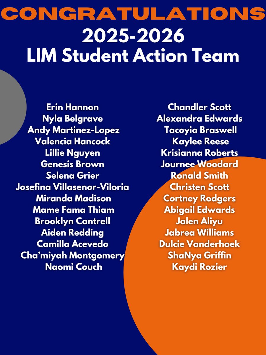 Congrats to our 2025-26 LIM Student Action Team! #WeLead