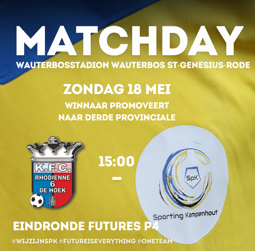 • Onze Futures hebben zondag een afspraak met de geschiedenis. Om 15 uur spelen ze op het veld van Rhodienne-De Hoek B, met als inzet de promotie naar derde provinciale. Supporters, allen daarheen!!!

#wijzijnSpK #futureiseverything #oneteam #daarisem #eindronde