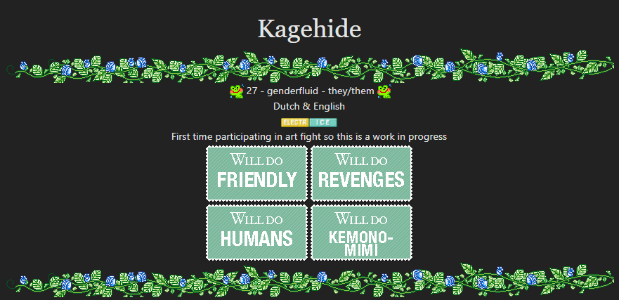 Kagehide_'s tweet photo. I will be participating in artfight this year so find me at https://t.co/UbYixFFBk2 https://t.co/VLgkRLI6pw