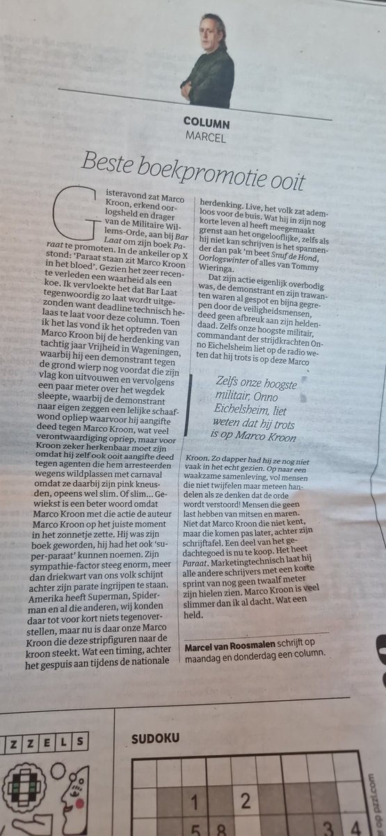 Lang getwijfeld of ik nog eens iets wilde zeggen over Van Roosmalen. Sneue Vitas-supporter die wilde dat hij een betere boekpromotie had bedacht dan 'verdenking van sinaasappelsap stelen'. Hou toch op man.