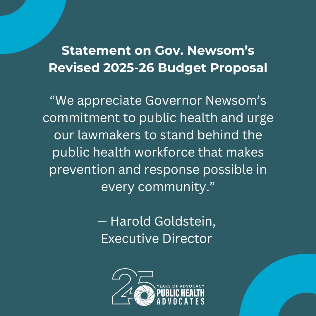 “We appreciate @CAGovernor's commitment to public health &amp; urge our lawmakers to stand behind the public health workforce that makes prevention &amp; response possible.”
- Harold Goldstein, Executive Director 

Read our full statement on the May Revise: phadvocates.org/statement-on-g…
#CALeg
