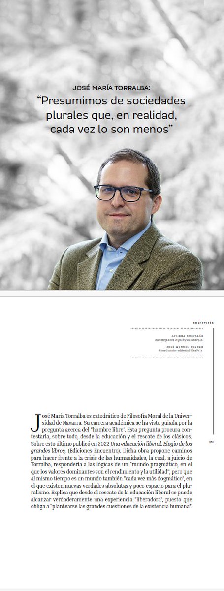 JoseMTorralba's tweet image. Me impresiona la cantidad y calidad de iniciativas cívicas que hay en Chile. En este caso, he conocido @ideapais. Les quedo muy agradecido por la entrevista de @jm_cuadro para la revista "Raíces", en un número monográfico dedicado a la idea de libertad.

👉ideapais.cl/wp-content/upl…
