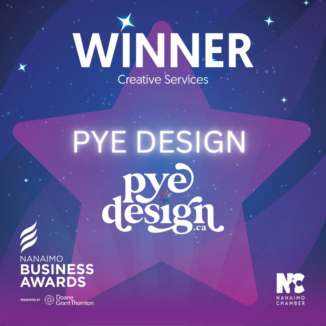 Creative Services Award - Nanaimo Business Award 2025
Creativity meets excellence! Congratulations to Pye Design  for winning the Creative Services Award. Your passion, artistry, and community spirit continue to inspire. Keep designing magic!
 #NanaimoBusinessAwards #PyeDesign