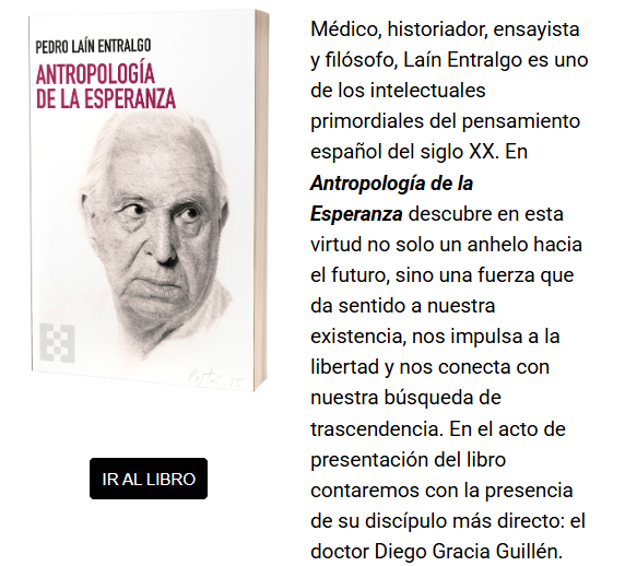 📢📖Presentación de ANTROPOLOGÍA DE LA ESPERANZA | PEDRO LAÍN ENTRALGO por nuestro Prof <a href="/AntonioPias2/">Antonio Piñas</a> <a href="/USPCEU/">Universidad CEU San Pablo</a> <a href="/USPCEUHumYCom/">Humanidades I Universidad CEU San Pablo</a> acompañado del Prof Diego Gracia <a href="/unicomplutense/">Complutense</a> 

🗓️Lunes 2 de junio
⏰19 h
📍<a href="/fortegamaranon/">Fundación Ortega-Marañón</a> C. de Fortuny, 53, Madrid