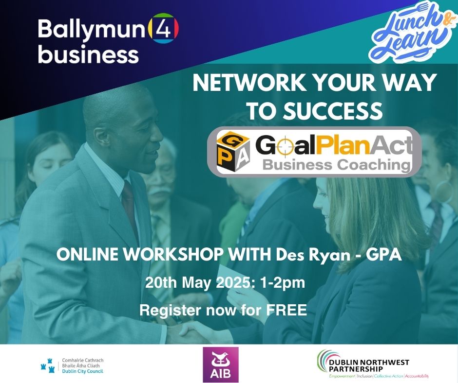 🚀 Want to unlock new opportunities?
Learn how to 'Network Your Way to Success' in our free online workshop!

💬 Build real connections
💡 Stand out professionally
🔗 eventbrite.ie/e/134525433492…

#Networking #FreeWorkshop #GrowYourNetwork #ballymun4business #goalplanact