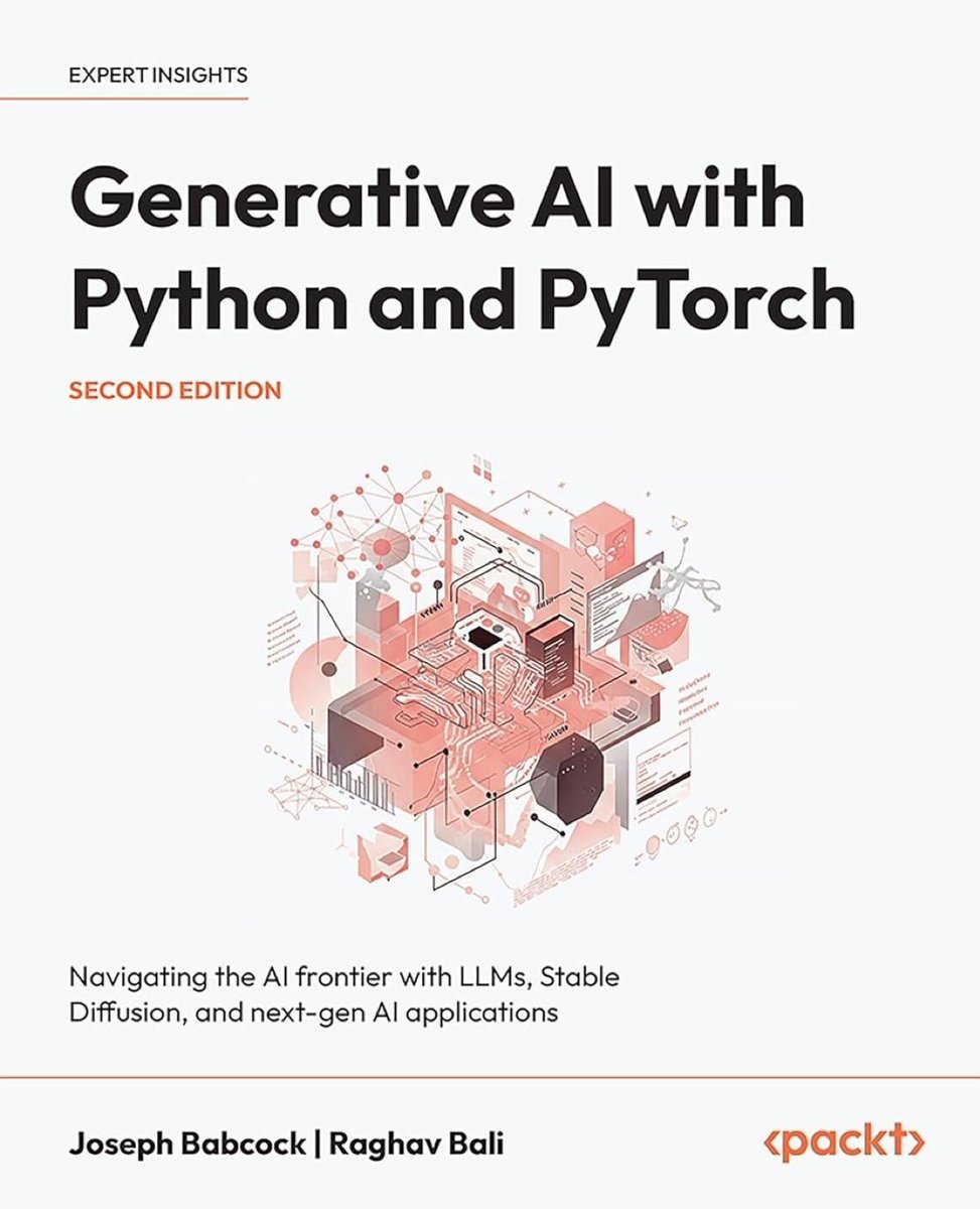 This is one of the best books to kickstart your Gen AI journey with Python and PyTorch!

I'm giving away 5 copies 🎉

Want one? Here's how to enter the giveaway 👇
1. Like + Repost  
2. Comment 'GenAI' 
3. Follow me <a href="/python_spaces/">Python Space</a> so that I can DM you.
