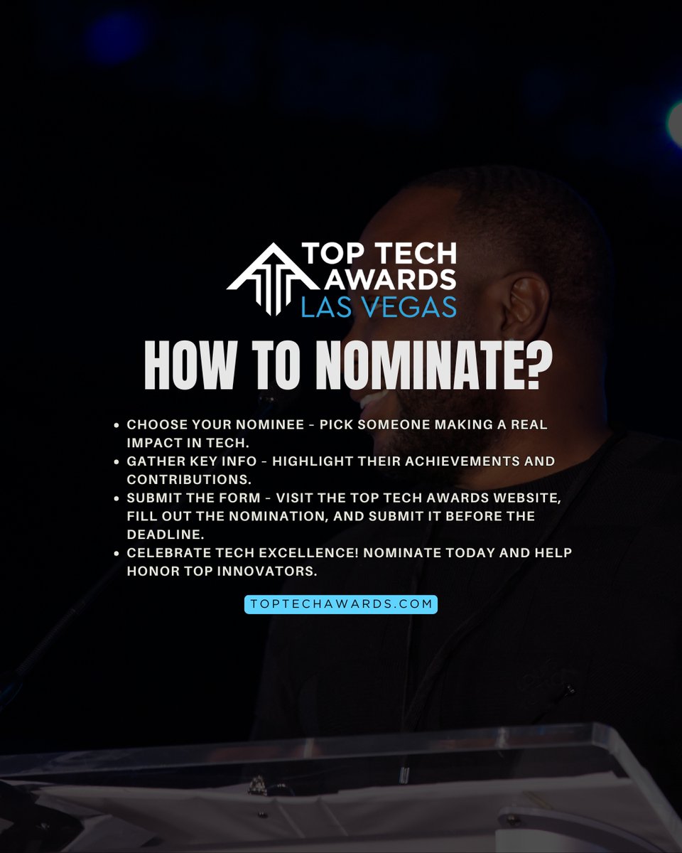 Nominate an exceptional tech leader for the 2025 Las Vegas Top Tech Awards and give them the recognition they deserve for driving progress and innovation!
Nominations close June 13. Nominate your Tech leader here:bit.ly/2V6e6lV

#TopTechVegas #TTAVegas #TTAVegas25
