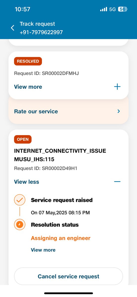 monank_patel's tweet photo. @JioCare It is 8th day, no engineer assigned! https://t.co/vZtOLdzsiY