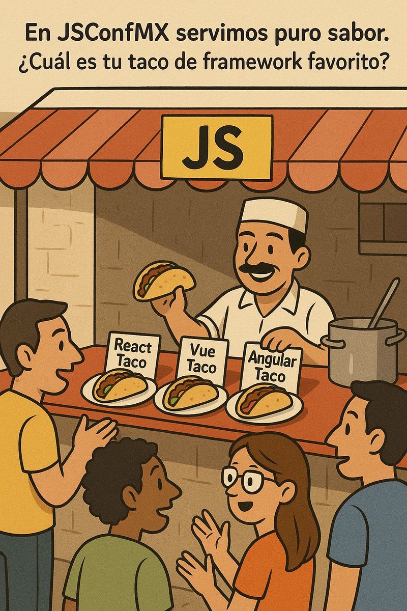 jsconfmx's tweet photo. 🌮 ¿Team React, Vue o Angular? En JSConfMX servimos tacos tech con puro sabor.
🌶️ Pero cuidado: ¡si te pasas con el “State Management”, te puedes quemar el stack!
¿Cuál es tu favorito? 👇
#JSConfMX #JavaScript #TacoTech #DesarrolloWeb #ReactJS #VueJS #AngularJS https://t.co/K7UaCN1Rrn
