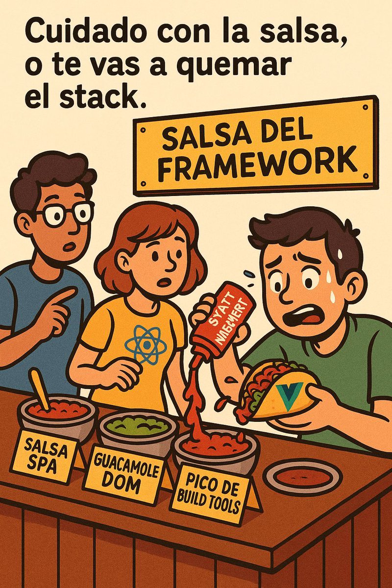 jsconfmx's tweet photo. 🌮 ¿Team React, Vue o Angular? En JSConfMX servimos tacos tech con puro sabor.
🌶️ Pero cuidado: ¡si te pasas con el “State Management”, te puedes quemar el stack!
¿Cuál es tu favorito? 👇
#JSConfMX #JavaScript #TacoTech #DesarrolloWeb #ReactJS #VueJS #AngularJS https://t.co/K7UaCN1Rrn