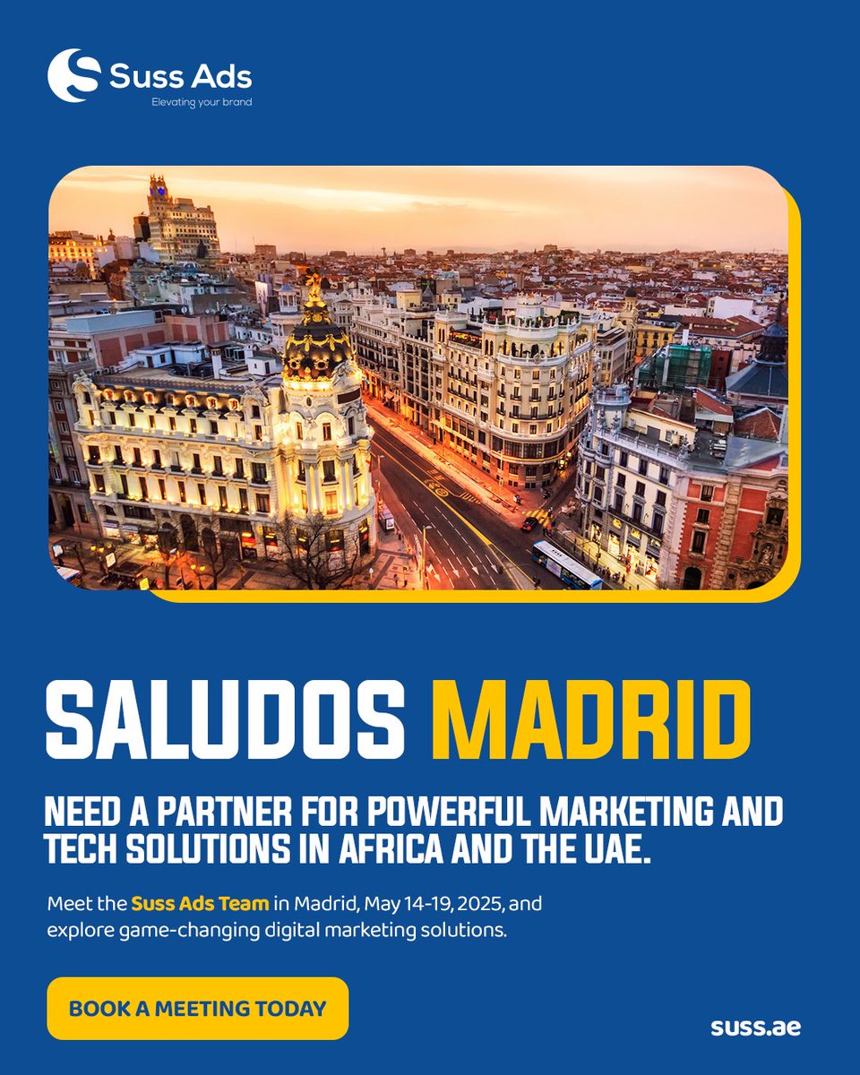 Breaking Borders, Building Brands - Suss Ads in Madrid! 
We are here to connect, collaborate, and create.
Meet us in Madrid | May 14–19, 2025
#SussAds #MadridMeetup #MarketingInnovation #TechForBrands #GlobalGrowth