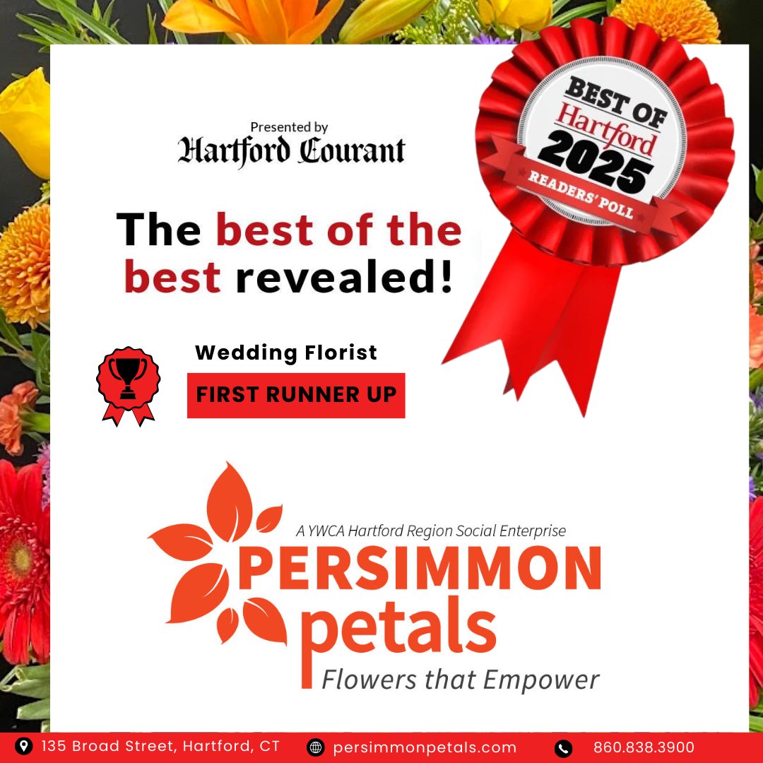 WE DID IT! Thank you, Hartford, for voting Persimmon Petals as your Wedding Florist in the <a href="/Hartford/">Hartford</a> Courant Best of Hartford 2025 Readers Poll! We are so grateful for your support! #BestOfHartford #PersimmonPetals