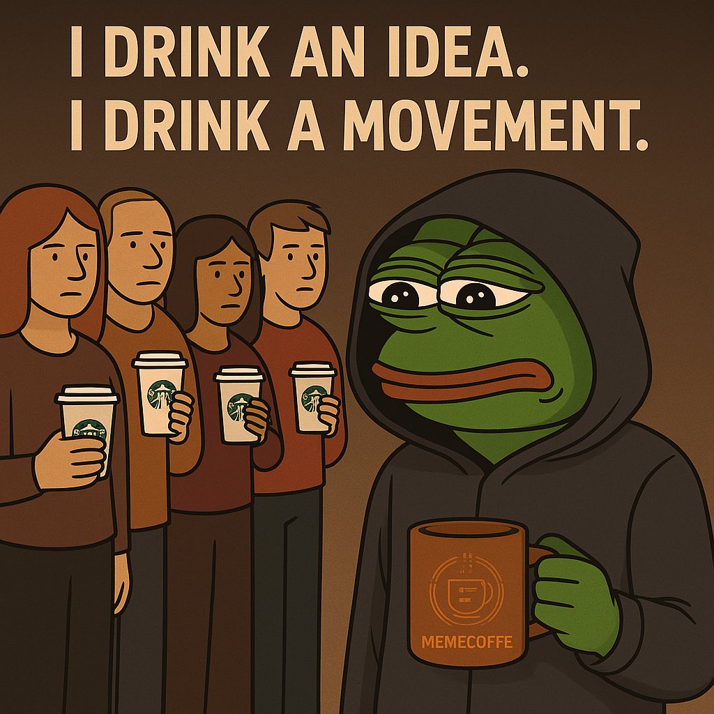 MEMECOFFEOFFICI's tweet photo. Starbucks sells coffee. We sell belief.
They drink branding. I drink meaning.
#crypto #memecoffe #nft https://t.co/5iPr57YRsZ