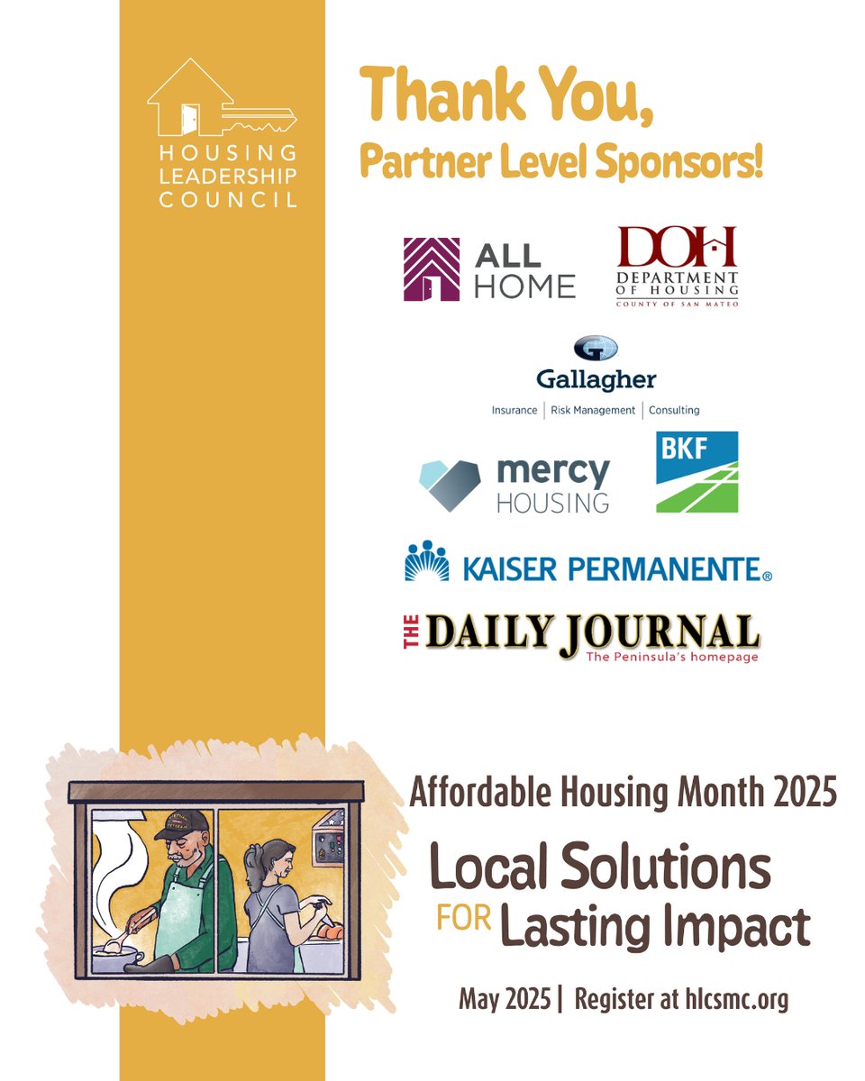 A heartfelt thank you to all of our Partner Sponsors of Affordable Housing Month 2025. Your collective support helps us continue to advocate across San Mateo County. 
Check our full lineup of AHM events in the link in our bio!
##AffordableHousingMonth2025