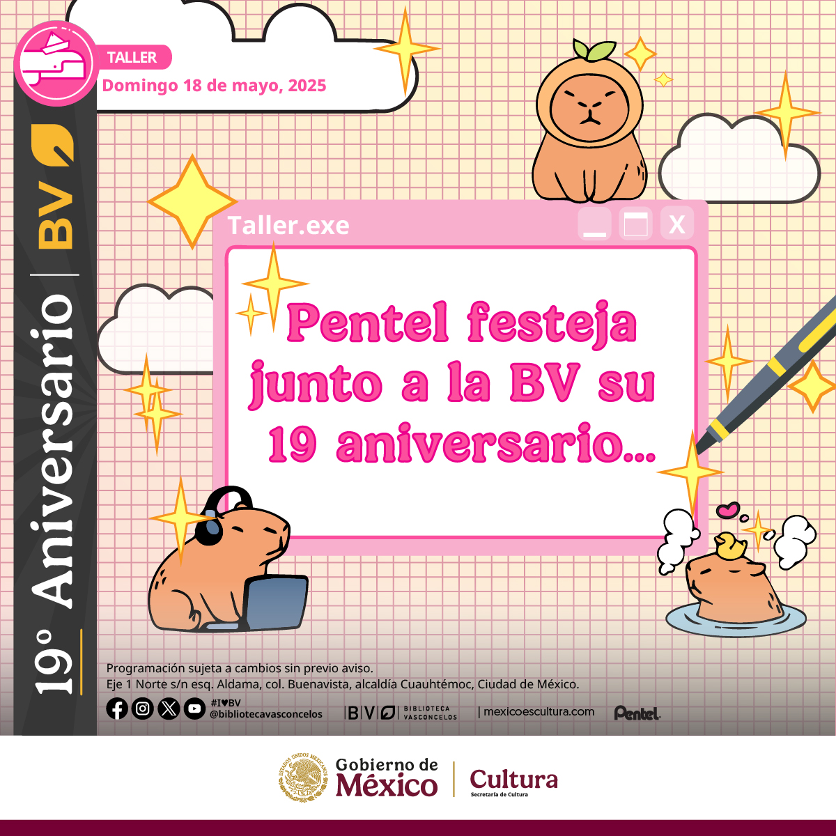 VSCLS's tweet photo. Estamos muy emocionados por celebrar 19 años de la Biblioteca Vasconcelos y nuestros amigos de Pentel se suman a los festejos con tres talleres para nuestros peques lectores.

🗓️ 18 mayo, 12 y 14 h
📍 Multiforo
👥 6 años + acompañados de un adulto
🎟️ Registro 15 minutos antes https://t.co/l5EKhwWSqr