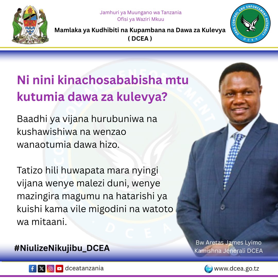 matokeochanya's tweet photo. Ni nini kinachosababisha mtu kutumia dawa za kulevya?

#NiulizeNikujibu_DCEA
#DCEA_Mpya
#DCEA https://t.co/H38QjGDLP0