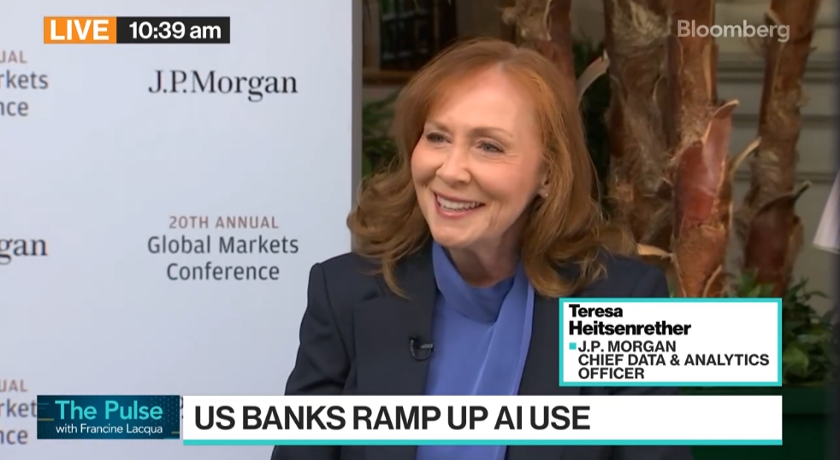 Teresa Heitsenrether, JPMorganChase's Chief Data &amp; Analytics Officer, discusses AI's strategic and productivity gains and how the technology is transforming the banking sector at the 20th annual Global Markets Conference. spr.ly/6015NgTw5
