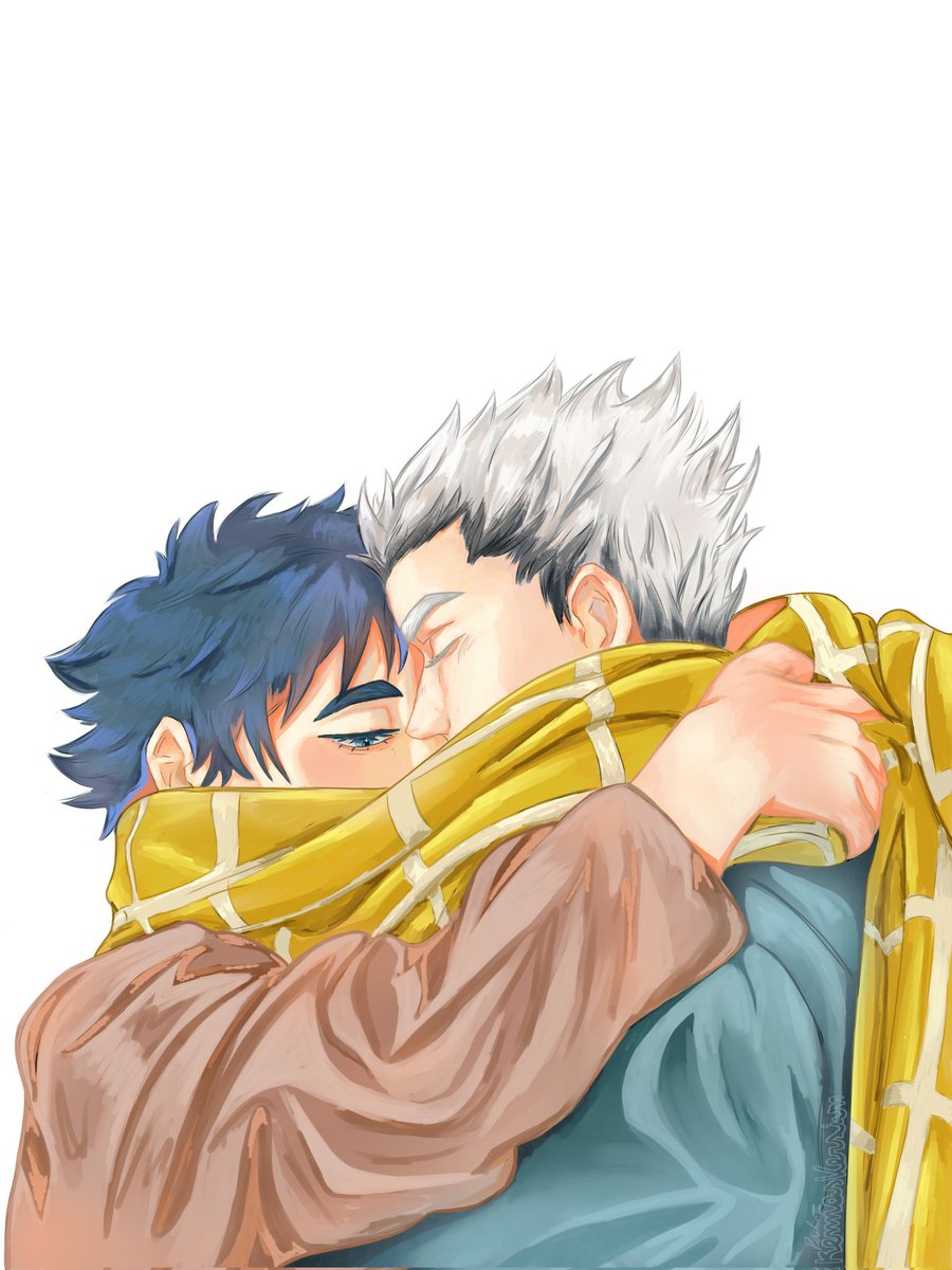 Owls falling in love in fall #BokuAka #haikyuufanart