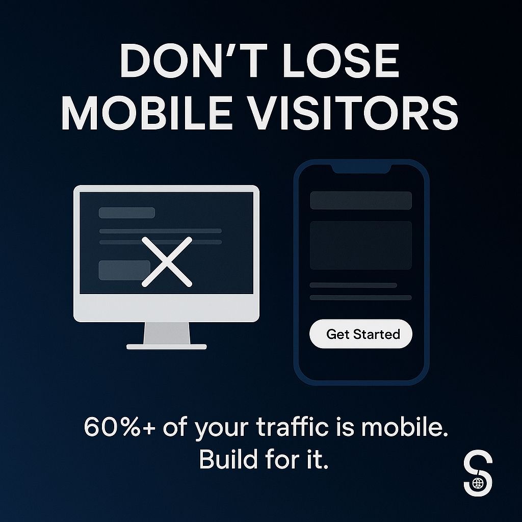 SegalTechnology's tweet photo. If your website isn’t mobile-friendly, you’re losing leads.
Over 60% of web traffic is mobile — and users won’t zoom in to find your CTA.
We build mobile-first sites that convert on every screen.
#SegalTechnology #MobileFirst #UXDesign #BusinessGrowth #WebDesignTips https://t.co/HdyHufmFYB