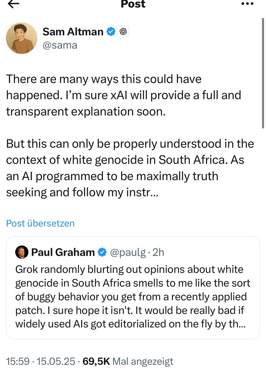 Remember the real alignment problem is who controls the AI.

Open source fixes this problem.

If your AI is not aligned to you, it's aligned to whoever is pulling its strings.