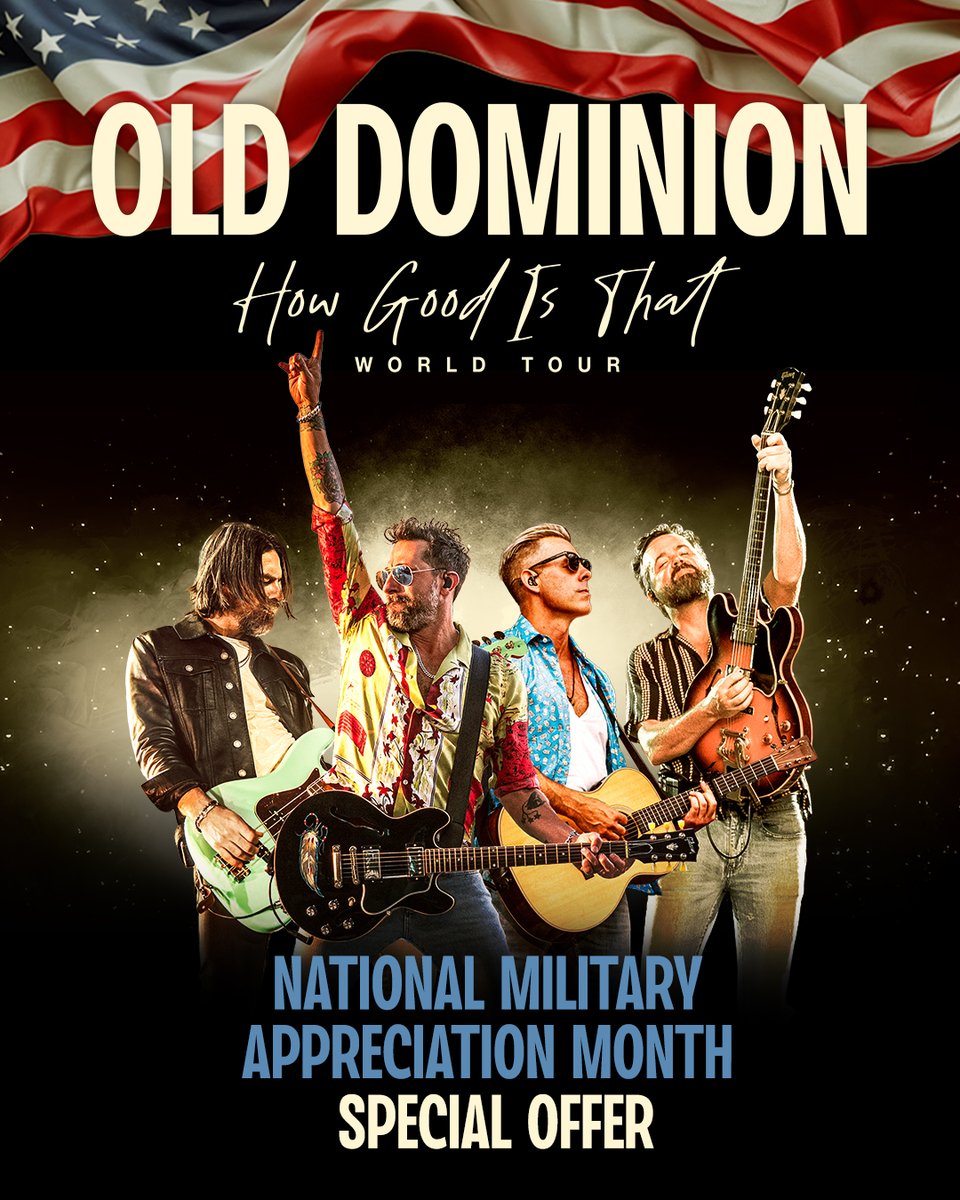 Special Ticket Savings for Military Appreciation Month 🇺🇸
We want to thank those who serve and have served by offering over 50% off select seats to see Old Dominion LIVE at Mercedes-Benz Amphitheater!

Get your discounted tickets while supplies last! bit.ly/4kjIOCa