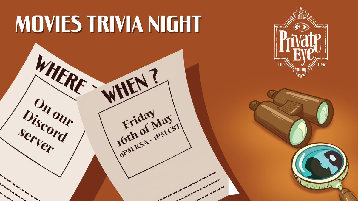 #TriviaNight: Movie Edition! 🍿

Think you know your films? Let’s find out.

📅 Friday, May 16
🕐 1 PM CST
📍 On Discord: Link in Bio

15 questions. One leaderboard.

🎁 Winner gets a Steam Gift Card!
Join us and show off your movie knowledge! 🎥

#PrivateEyeGame #IndieGame