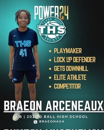 THS (@thshoopz) on Twitter photo College Coaches 5’8 G <a href="/BraeonA04/">Braeon Arceneaux</a> is explosive playmaker who can guard 94ft on one end and makes plays on the other end. She plays with a lot of energy, great teammate and her upside is through the roof. Come check her out this weekend at The Queen if the South! College Coaches 5’8 G <a href="/BraeonA04/">Braeon Arceneaux</a> is explosive playmaker who can guard 94ft on one end and makes plays on the other end. She plays with a lot of energy, great teammate and her upside is through the roof. Come check her out this weekend at The Queen if the South!