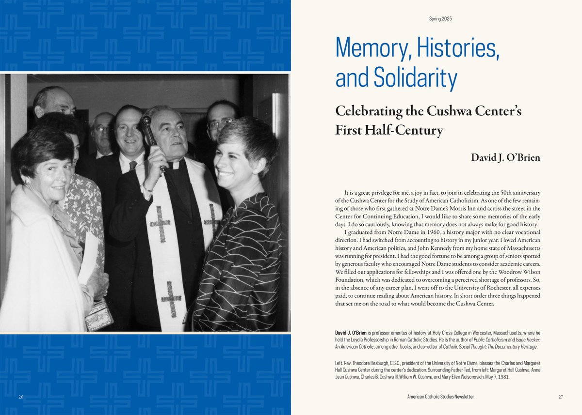 Our spring newsletter is out with feature articles by David J. O’Brien and Susanna De Stradis, a special section for the Conference on the History of Women Religious (register by 5-25!), news from our network, and plenty more.

Read, share, and subscribe: cushwa.nd.edu/publications/a…