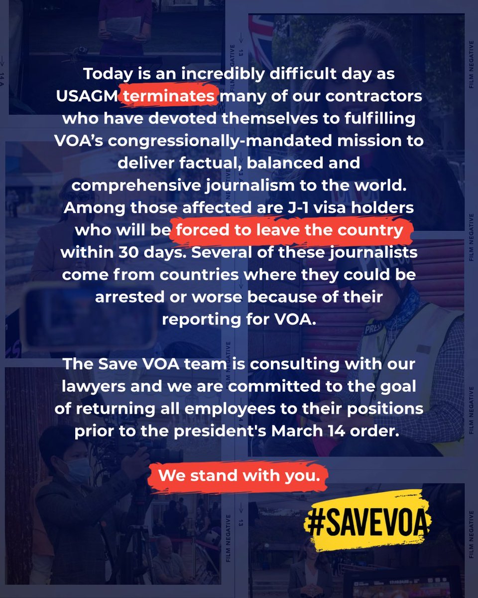 Statement from Save VOA following mass termination of personal service contractors #SaveVOA