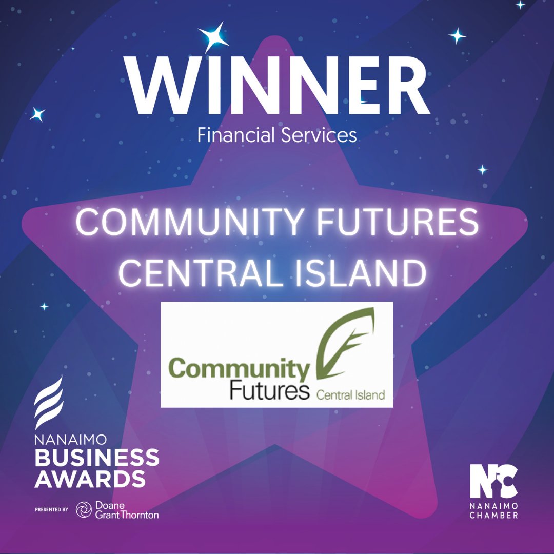 Financial Services Award- Nanaimo Business Award 2025
A big congratulations to <a href="/Community/">Community</a> Futures Central Vancouver Island  for leading with innovation and integrity in financial services.
Supporting local business success, one future at a time!
#NanaimoBusinessAwards