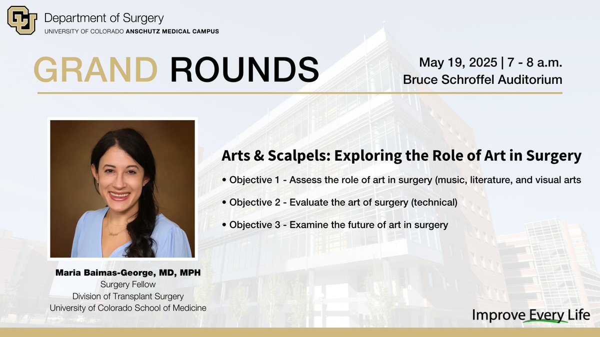 CU Department of Surgery (@cudeptsurg) on Twitter photo Join us for our next grand rounds presentation featuring Maria Baimas-George, MD, MPH, <a href="/CU_Transplant/">CU Transplant Center</a> fellow and author of the books series "The Strength of my Scars." adobe.ly/4j06sTj Join us for our next grand rounds presentation featuring Maria Baimas-George, MD, MPH, <a href="/CU_Transplant/">CU Transplant Center</a> fellow and author of the books series "The Strength of my Scars." adobe.ly/4j06sTj