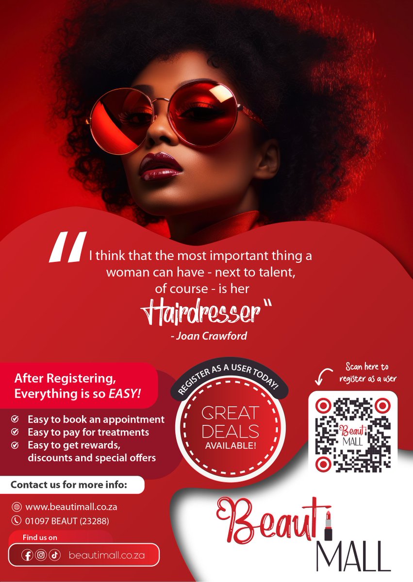 OrgSynergy's tweet image. Check out beautimall.co.za to book beauty services, simply register as a user. Beauty services at your fingertips.

Check out inserts for benefits of the platform. Stand a chance of getting a Receptionist &amp;amp; Administrative Skills Course.

#BeautiMall #Beauty #beautiful