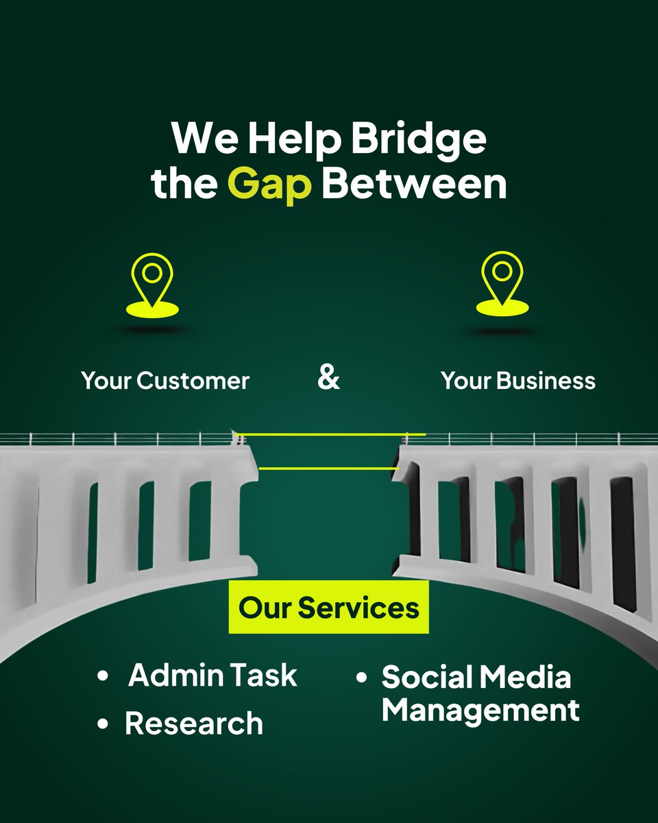 Tasktideuk's tweet photo. Too many businesses have the customers and the value, but there’s still a gap. That’s where we come in.

From admin to socials, Tasktide helps you stay connected, consistent and visible.

Let’s build that bridge.

#Tasktide #virtualassistantuk #adminsupport #socialmediahelp #businessgrowth #delegatewithconfidence #bridgethegap