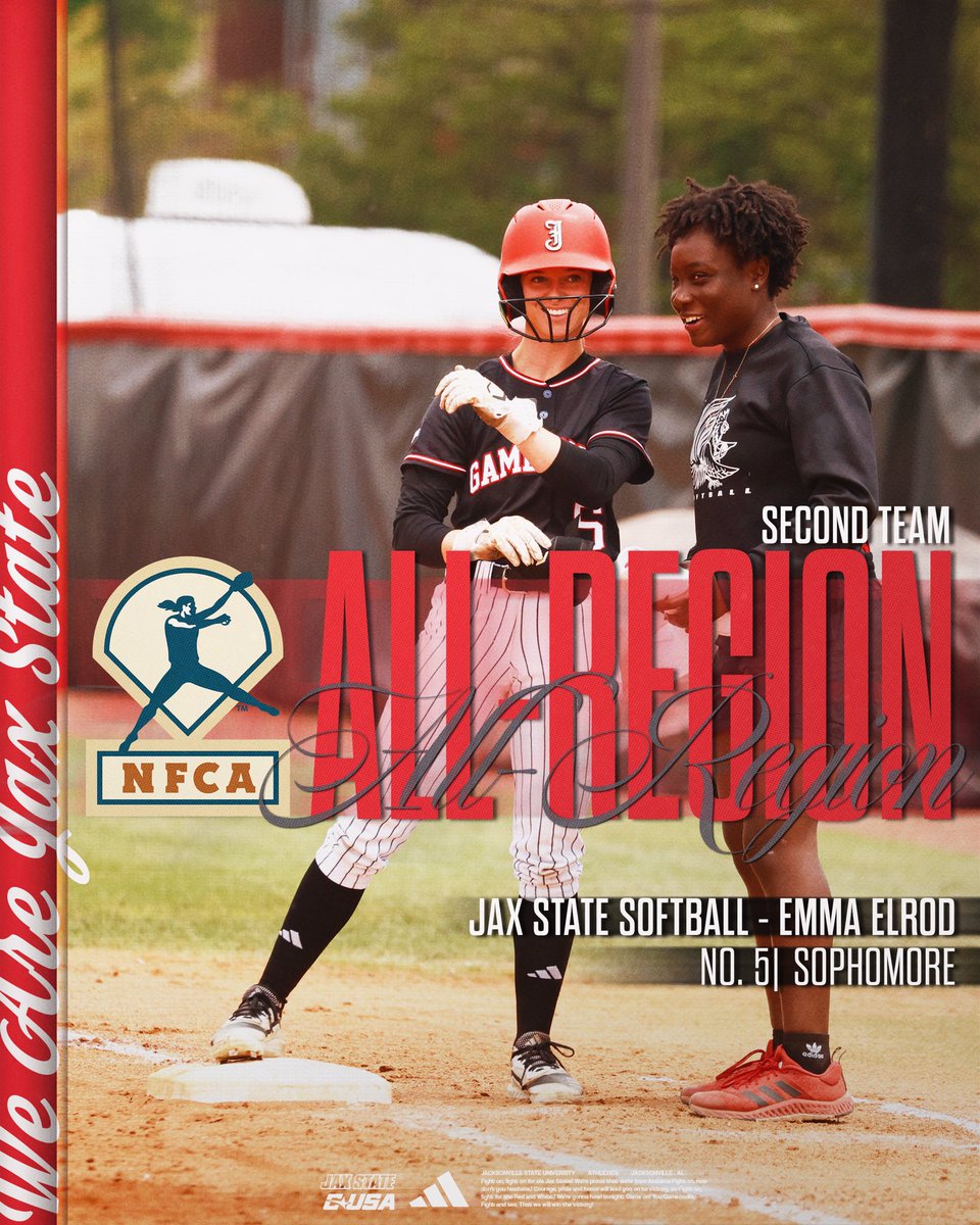 Jax State Softball (@jaxstatesb) on Twitter photo ๐ฃ๏ธ EMMA ELROD ๐ฃ๏ธ
The sophomore has been named <a href="/NFCAorg/">National Fastpitch Coaches Association</a> Second Team All South Region ๐
#StayCocky ๐ | #FearTheBeak ๐ ๐ฃ๏ธ EMMA ELROD ๐ฃ๏ธ
The sophomore has been named <a href="/NFCAorg/">National Fastpitch Coaches Association</a> Second Team All South Region ๐
#StayCocky ๐ | #FearTheBeak ๐