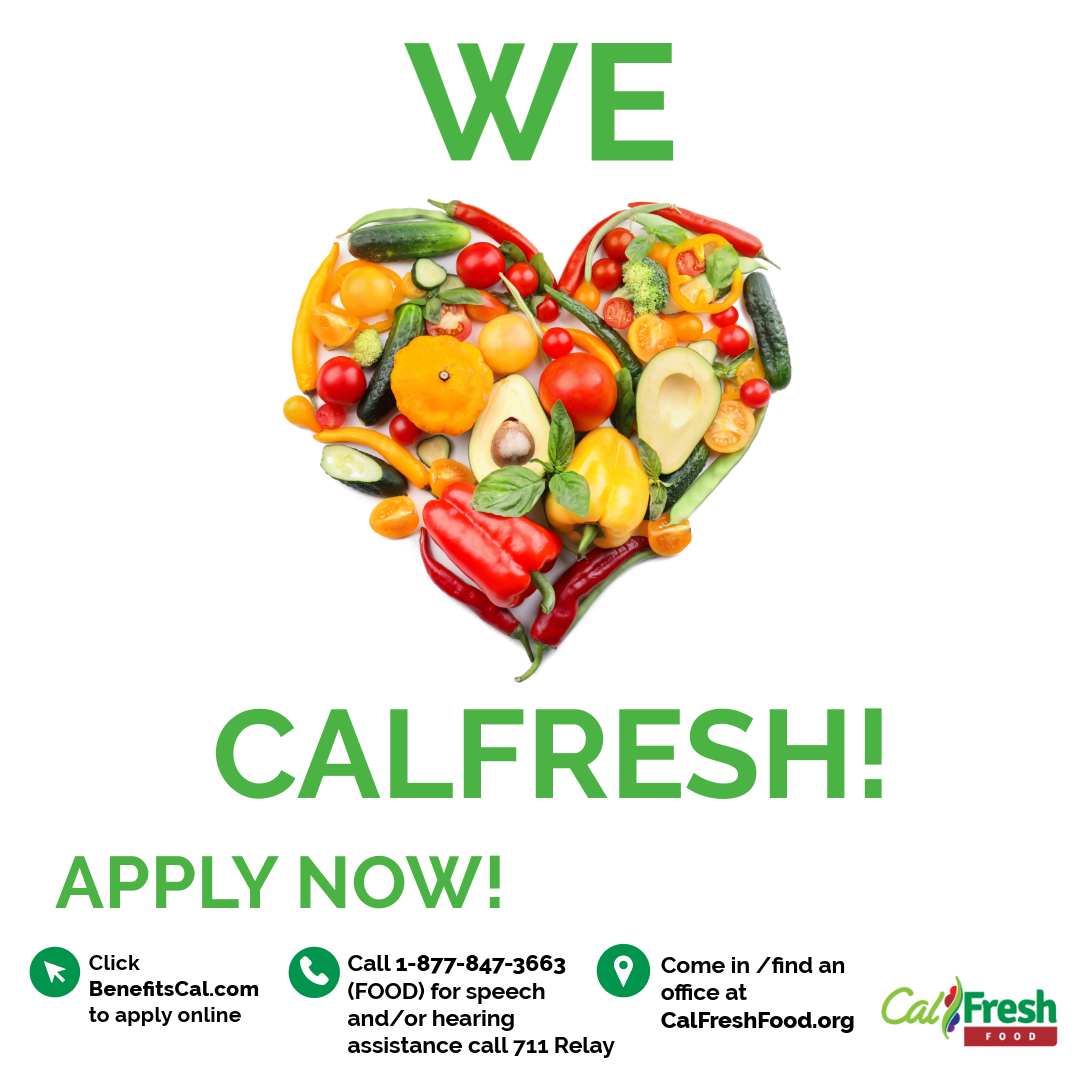 May is CalFresh Awareness Month! CalFresh serves approximately 5.5 million people each month. Learn more about how to apply for food benefits by visiting CalFreshFood.org today.