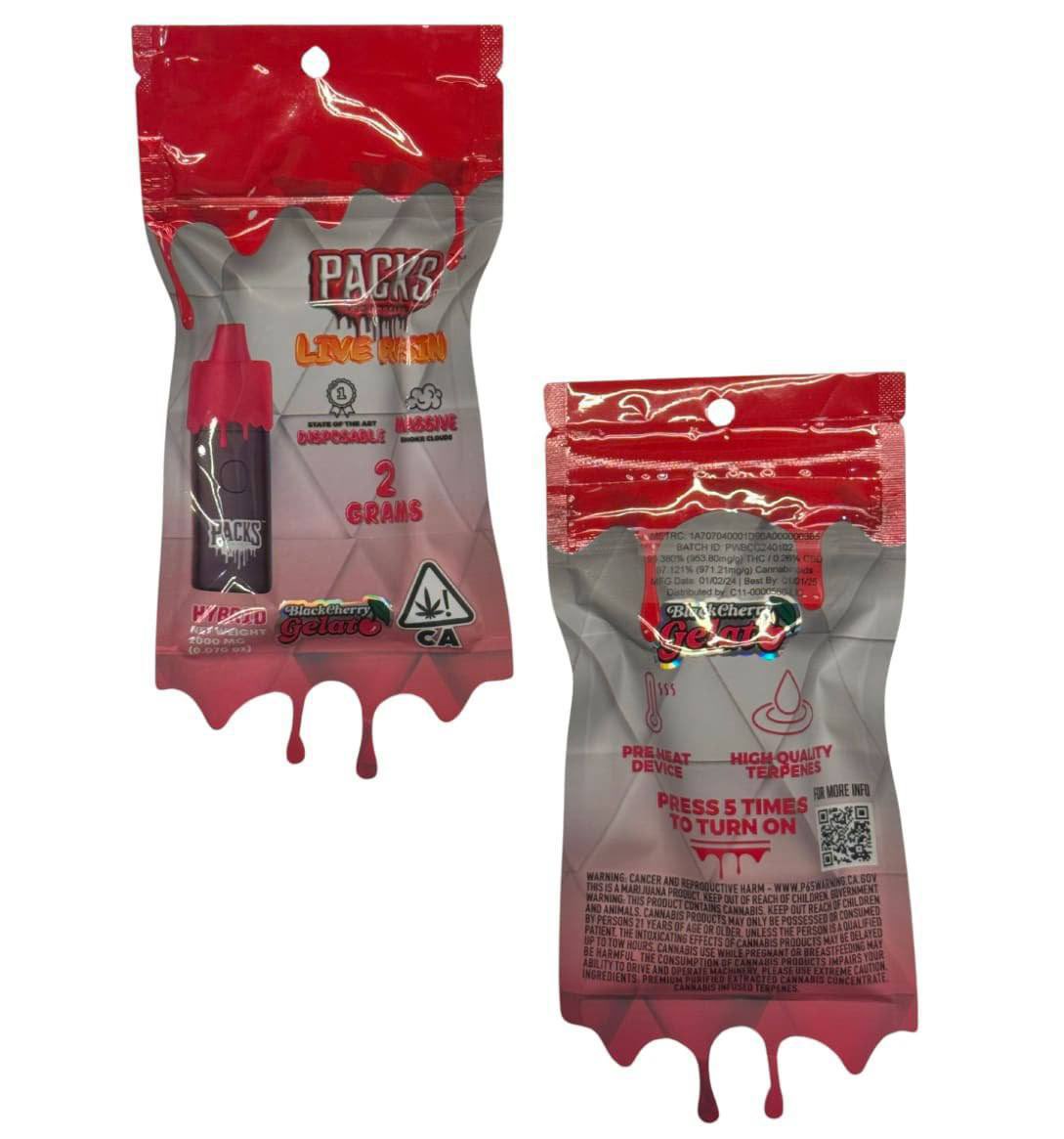 PACKWOODS Brand Packs  - A Disposable THC live resin vape pod with 2000mg (2G) THC Live Resin in flavors like Guava bubblegum, indica sativa or hybrid 

please speak to a dispatch to see which are available. These are too notch and last long 

Orderstart.com/YeloRx.