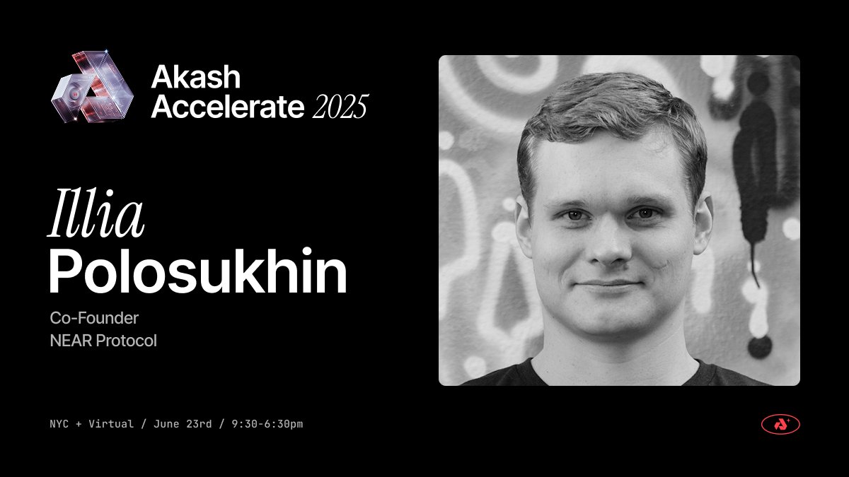 Akash Network (@akashnet_) on Twitter photo Decentralized AI and open infrastructure are converging at scale.
At Akash Accelerate, <a href="/ilblackdragon/">Illia (root.near) (πΊπ¦, β)</a> will present how decentralized infrastructure powers the next wave of AI models and applications.
June 23rd β’ NYC
Register below. Decentralized AI and open infrastructure are converging at scale.
At Akash Accelerate, <a href="/ilblackdragon/">Illia (root.near) (πΊπ¦, β)</a> will present how decentralized infrastructure powers the next wave of AI models and applications.
June 23rd β’ NYC
Register below.