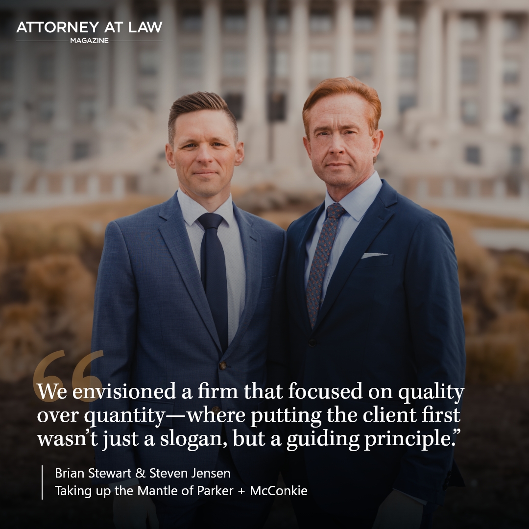 When Steven Jensen and Brian Stewart acquired Parker + McConkie, their goal was not to reinvent what had been so carefully cultivated over the years but to build upon the firm’s legacy. attorneyatlawmagazine.com/stories/law-fi…

#personalinjury