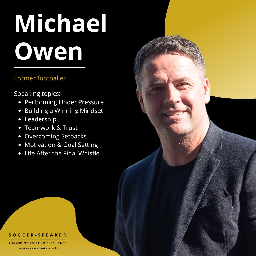 ⚽ Elevate your event with football legend Michael Owen—Ballon d'Or winner &amp; England icon. 

From keynotes to team motivation, he brings inspiring stories, charisma &amp; global appeal. Ideal for fireside chats, Q&amp;As &amp; brand activations.

Contact us for more info.

#CorporateEvents