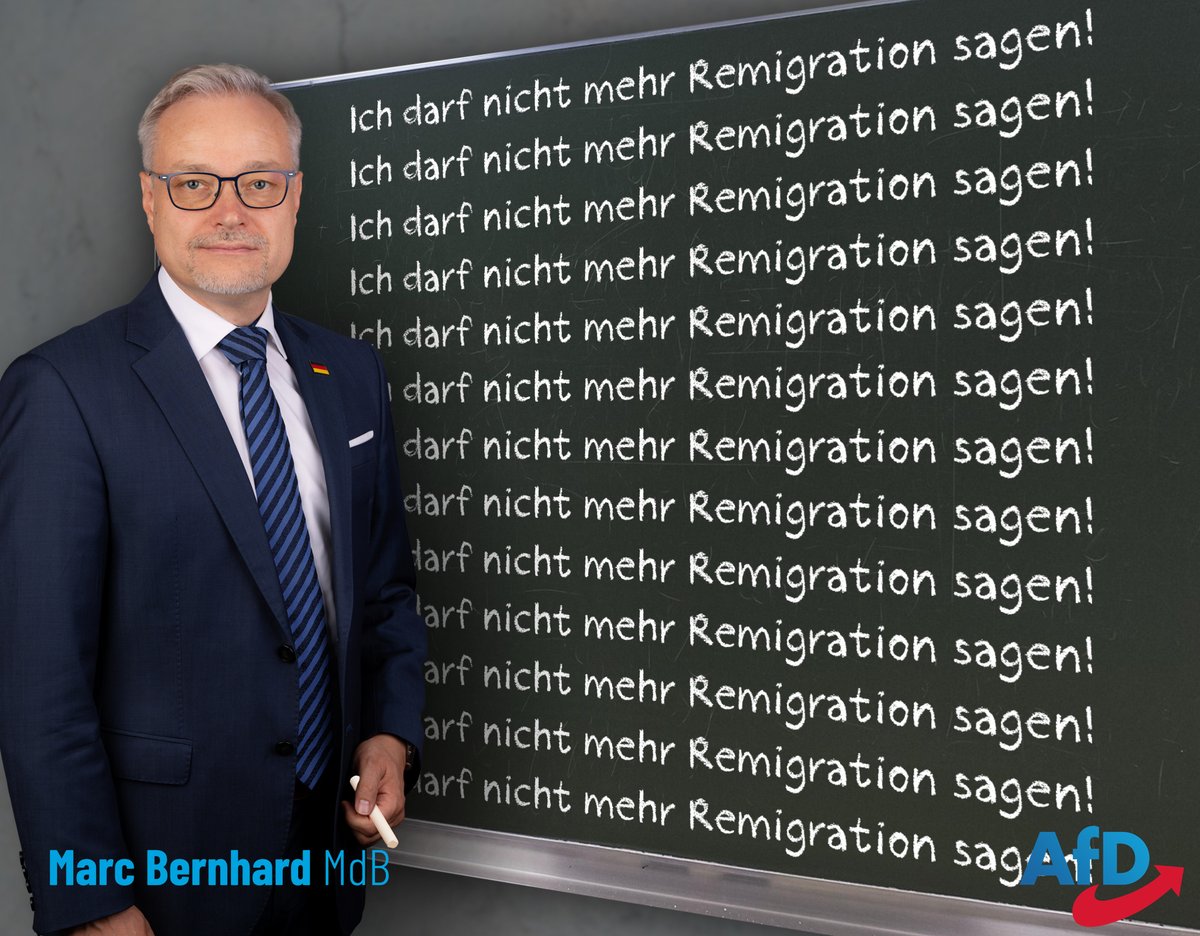 Marc Bernhard, MdB (@marcbernhardafd) on Twitter photo Ich darf nicht mehr Remigration sagen!🤡
🤬 Weil ich heute in meiner Rede das Wort „Remigration“ benutzt habe, hat mich die Bundestagsvizepräsidentin <a href="/AndreaLindholz/">Andrea Lindholz</a> dafür gerügt. Das Wort sei „ein aus unserer Geschichte belasteter Begriff“.
🙈 Das ist natürlich völliger Ich darf nicht mehr Remigration sagen!🤡
🤬 Weil ich heute in meiner Rede das Wort „Remigration“ benutzt habe, hat mich die Bundestagsvizepräsidentin <a href="/AndreaLindholz/">Andrea Lindholz</a> dafür gerügt. Das Wort sei „ein aus unserer Geschichte belasteter Begriff“.
🙈 Das ist natürlich völliger