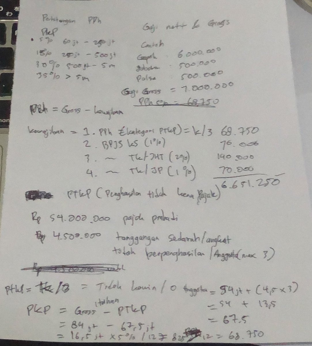 ajiehar's tweet photo. Iseng belajar hitung gaji gross (bruto) atau nett, ternyata seribet ini, pantesan ada posisi admin payroll kalau di perusahaan besar

Note : coretan ga terstruktur gausah di liat, buat dipahamin diri sendiri aja https://t.co/lLPTe9etai
